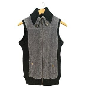 Green Tea Sweater Vest Women Size M Black/Cream Stripe